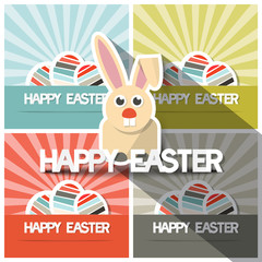 Canvas Print - Easter Paper Flat Design Bunny Vector Illustration