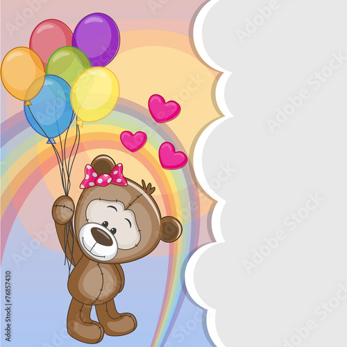 Naklejka dekoracyjna Teddy Bear with balloons