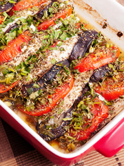 Sticker - Baked eggplants with tomatos