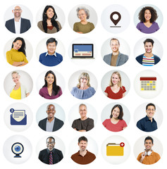 Wall Mural - Diverse Multi Ethnic People Technology Media Concept