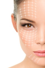 Fototapete - Face lift anti-aging treatment - Asian woman