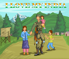 Wall Mural - Indian army showing victory of India