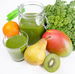 Green Smoothie With Fresh Kale And Fruits