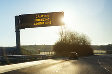 Motorway Gantry Sign In Winter