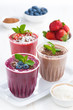 Assorted milkshakes - blueberry, strawberry, chocolate