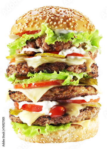 Naklejka samoprzylepna Hamburger odizolowywający na białym tle. 
