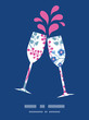 © Oksancia - Vector pink flowers toasting wine glasses silhouettes pattern