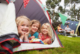 Fototapeta  - Family Enjoying Camping Holiday On Campsite