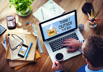 Wall Mural - think outside the box idea innovation man concept
