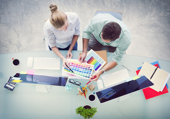 Wall Mural - brainstorming planning partnership strategy workstation concept