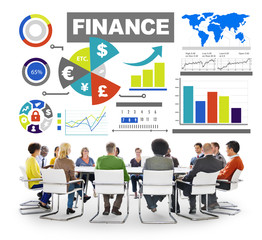 Sticker - Finance Bar Graph Chart Investment Money Business Concept