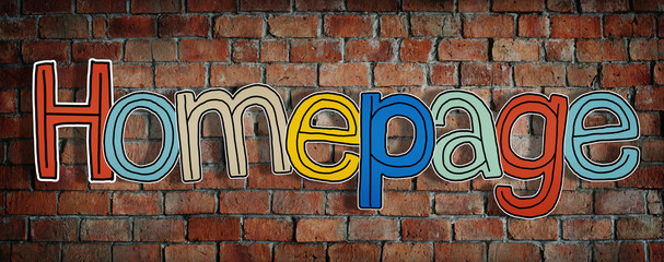 Sticker - Word Homepage Brick Wall Background Concept