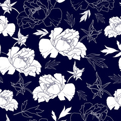 Poster - Seamless pattern with flowers