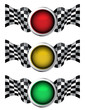 Illustration set Of Traffic Lights With Checkered Racing Flags