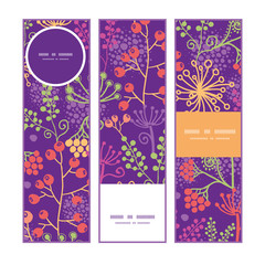 Wall Mural - Vector colorful garden plants vertical banners set pattern