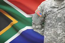 American Soldier With Flag On Background - South Africa