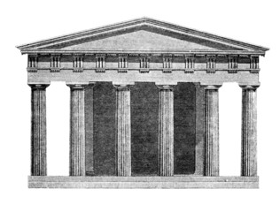 Fototapete - Victorian engraving of the Temple of Hephaestus, Athens