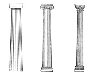 Fototapete - Victorian engraving of ancient Greek columns