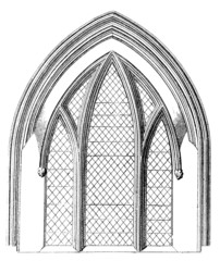 Fototapete - Victorian engraving of a Gothic window arch