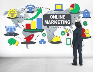 Wall Mural - Online Marketing Commerce Global Business Strategy Concepgt