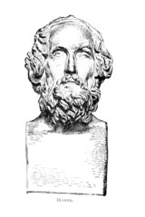 Wall Mural - Victorian engraving of a bust of Homer