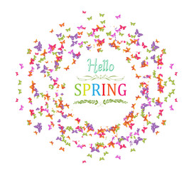 Wall Mural - spring with butterflies the wreath