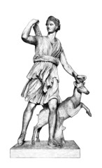 Fototapete - Victorian engraving of a sculpture of Artemis