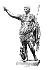 Wall Mural - Victorian engraving of a sculpture of Augustus Caesar