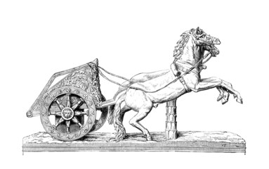 Fototapete - Victorian engraving of a Roman racing chariot
