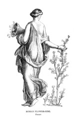 Fototapete - Victorian engraving of a fresco of a Roman flower girl