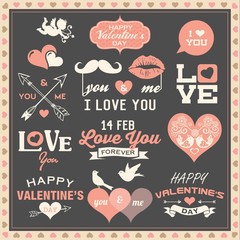 Valentine's day labels, icons and design elements collection