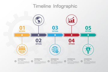 Wall Mural - Long Shadow Design clean number timeline template/graphic or web