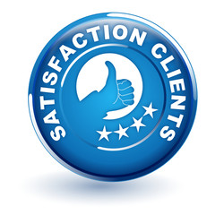 Poster - satisfaction clients sur bouton bleu