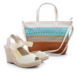 Summer shoes and  handbag on a white background