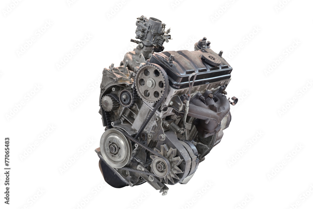Car engine isolated on white background Stock Photo | Adobe Stock