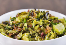 Roasted Shaved Brussels Sprouts With Crumbled Bacon