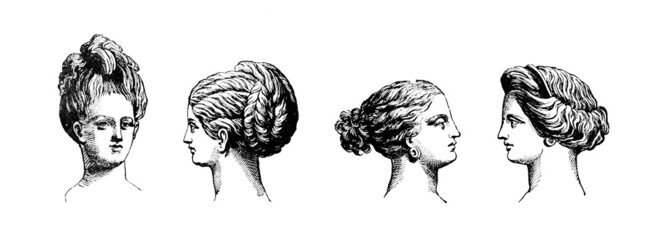 Fototapete - Victorian engraving of hair style of Classical Greek women