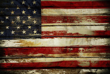American Flag On Board Wall