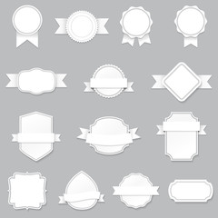 Wall Mural - Set of fourteen blank labels , isolated on gray background