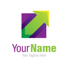 Green up arrow business break through graphic design logo icon