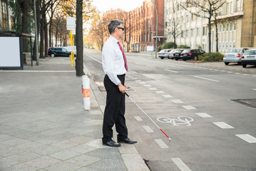 Blind Man Crossing Road