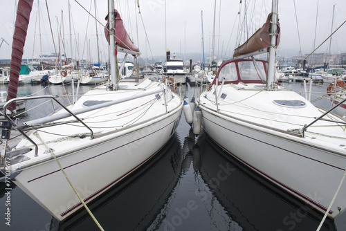 Obraz w ramie yacht moored in the port