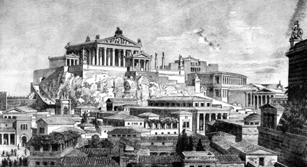 Fototapete - Victorian engraving of the ancient city of Rome