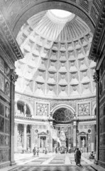 Fototapete - Victorian engraving of the interior of the Pantheon, Rome