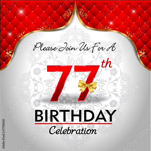 Fotografie, Obraz celebrating 77 years birthday, Golden red royal background
