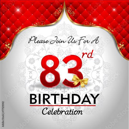 Fotografia celebrating 83 years birthday, Golden red royal background