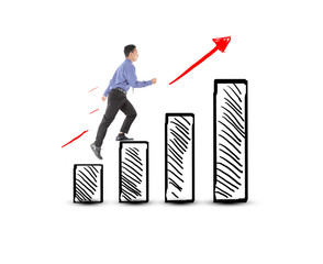 Wall Mural - Business man walking success on profit stairs