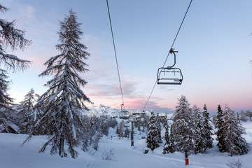 Canvas Print - Vogel ski center in mountains Julian Alps