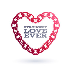 Wall Mural - Red chain heart. Strong love symbol.