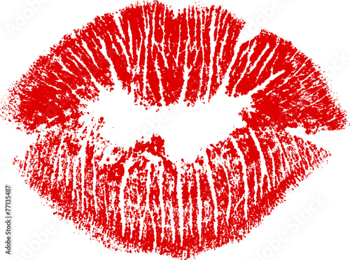 Fototapeta do kuchni red lips imprint from dots isolated on white